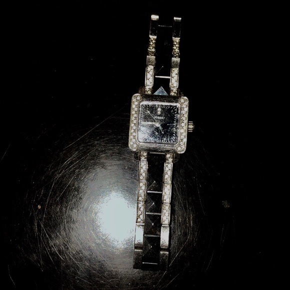 Fossil black and silver diamond encrusted watch - Picture 2 of 2